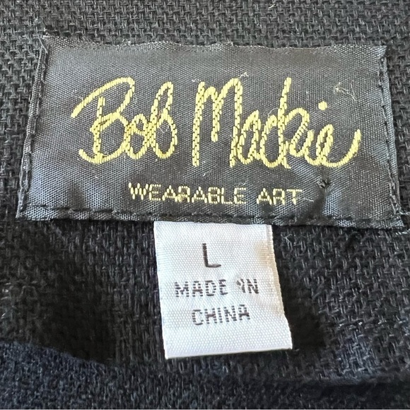 Bob Mackie Art To Wear Black Cotton Floral Eyelet Tie Waist Jacket Womens Large - Picture 11 of 11